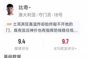 澳大利亚门将比奇本场8次扑救,创球队世界杯单场扑救纪录